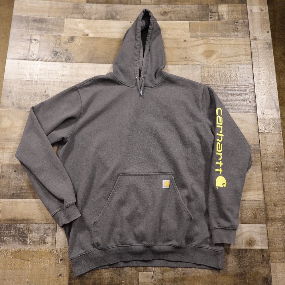 Carhartt Loose Fit Pullover Hoodie Menβs 2XL Tallβ Gray Workwear Logo